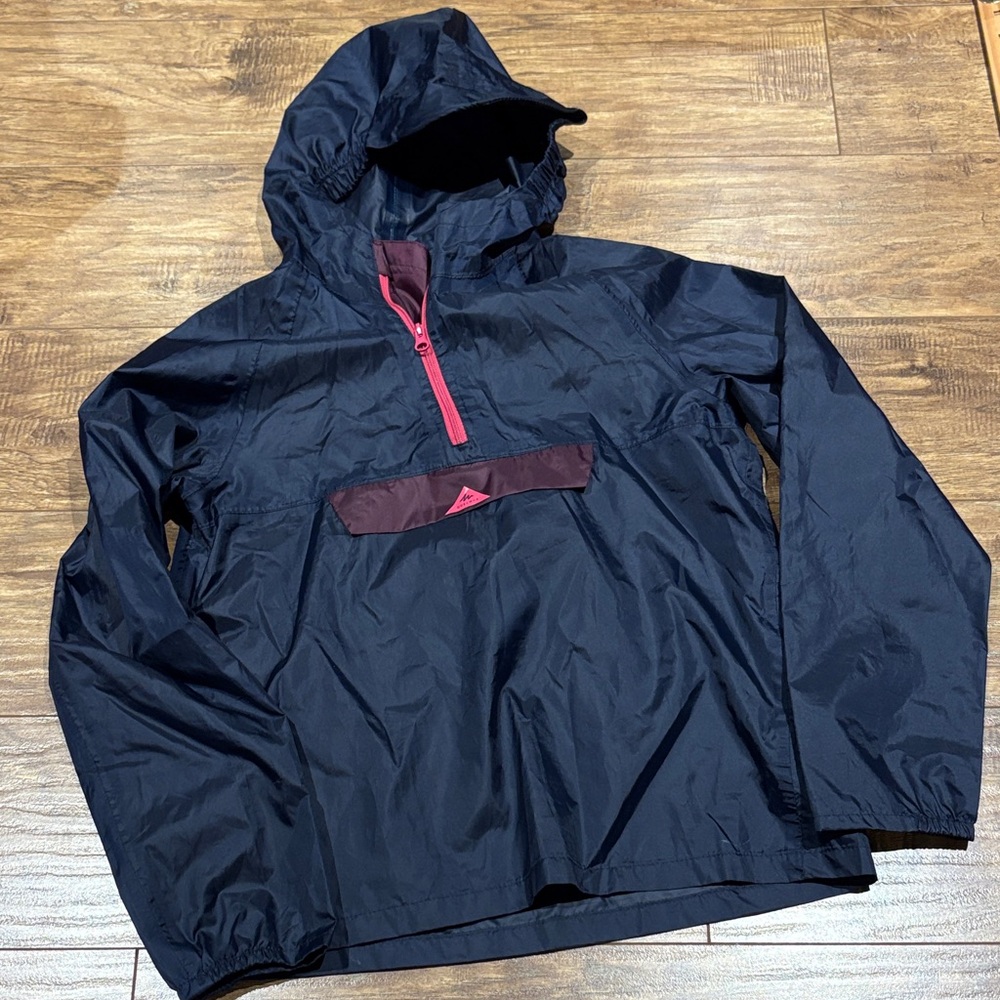 Quechua Navy and Pink Kids pullover Raincoat